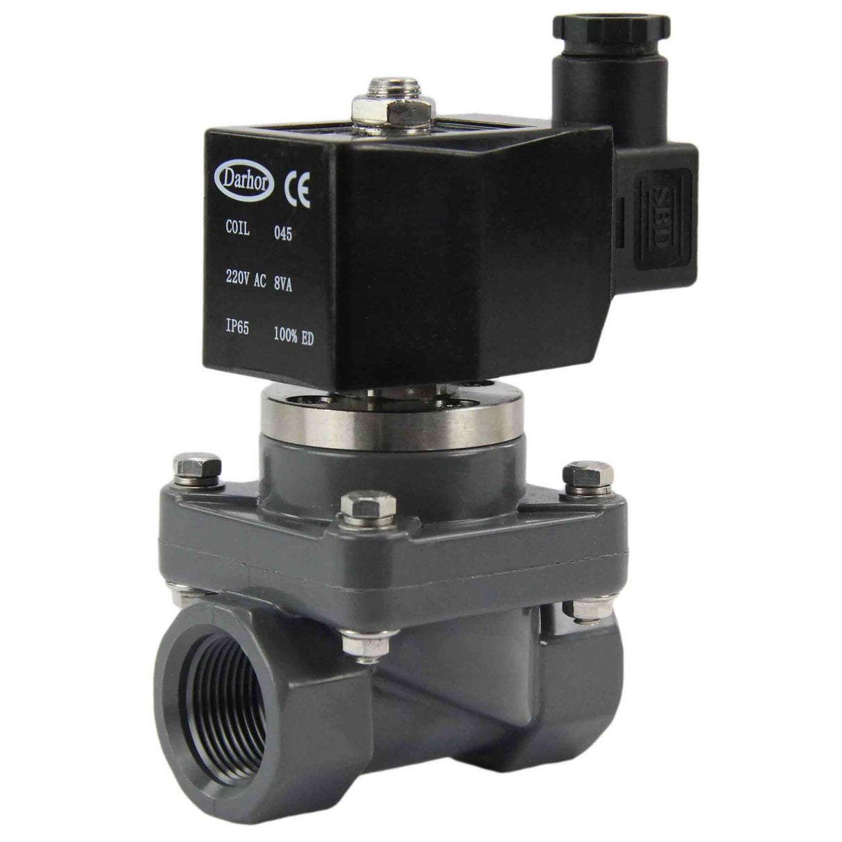 Two way normally closed indirect acting electric solenoid valve Elephant DHF21-CP normally closed VITON G 110/220V, body material - PSP-Fire Resistant Line, seal - Viton