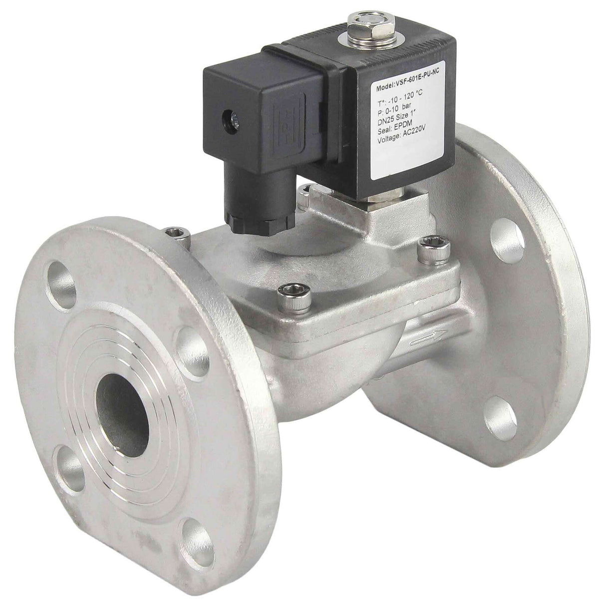 Two way normally closed indirect acting electric solenoid valve Elephant VSF-601E-PU-NC EPDM 220V, body material - stainless steel AISI 304, seal - EPDM