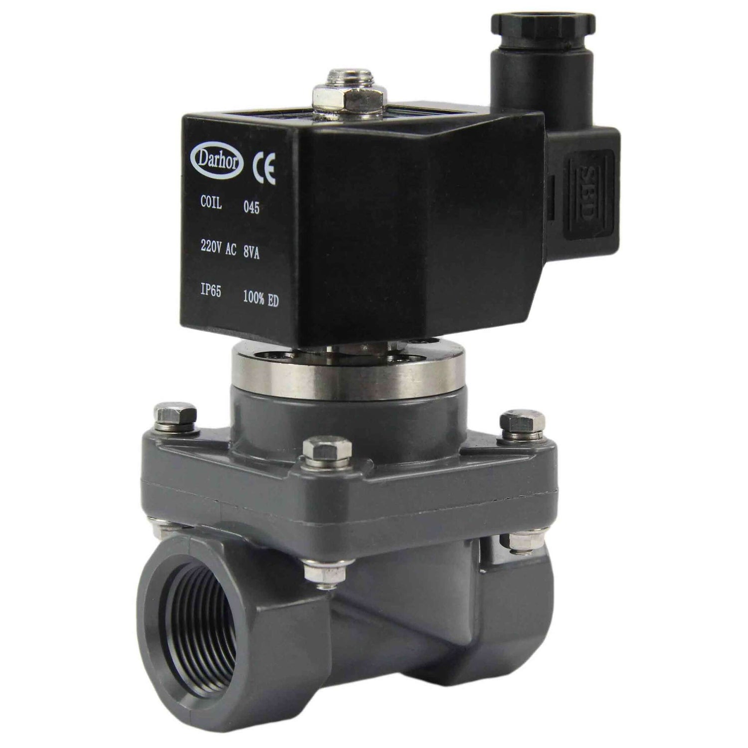 Two way normally closed indirect acting electric solenoid valve Elephant DHF21-UP normally closed VITON G 24V, body material - unplasticized polyvinyl chloride, seal - Viton