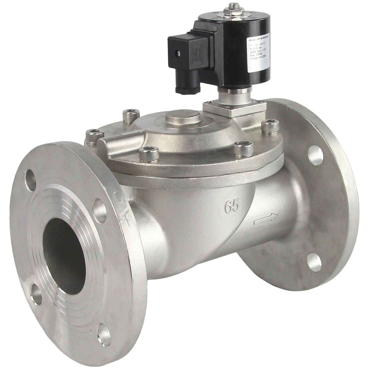 Two way normally closed indirect acting electric solenoid valve Elephant VSF-601N-PU-NC NBR 220V, body material - stainless steel AISI 304, seal - NBR