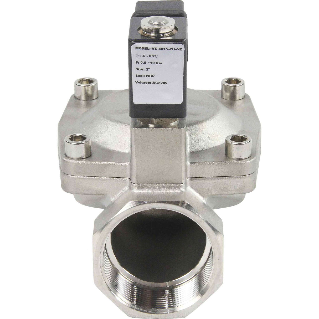 Solenoid valves Elephant VS431-VT-NC-24VDC DN10-50 10 bar 304 steel housing, pilot action, threaded, normally closed, seal VITON, 24V coil
