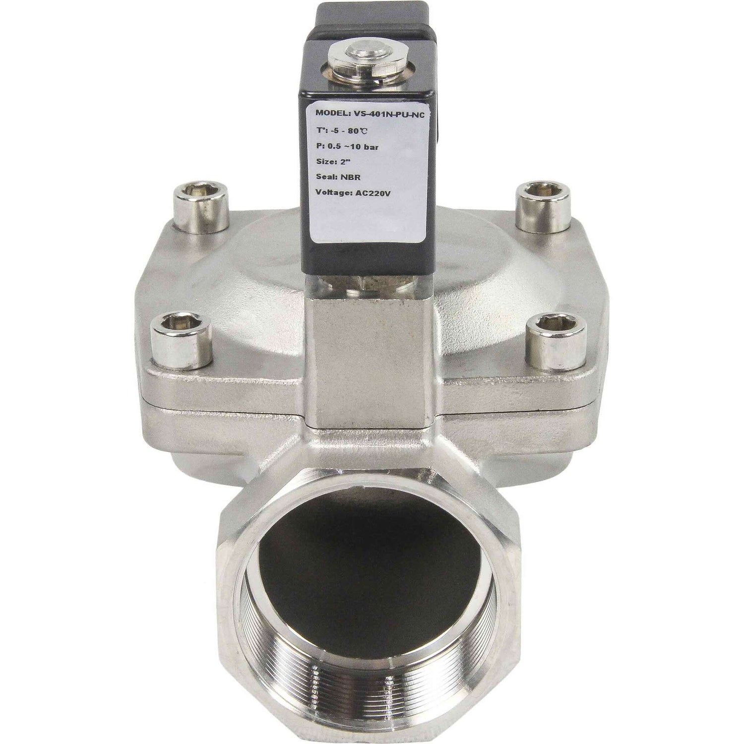 Solenoid valves Elephant VS431-VT-NC-24VDC DN10-50 10 bar 304 steel housing, pilot action, threaded, normally closed, seal VITON, 24V coil