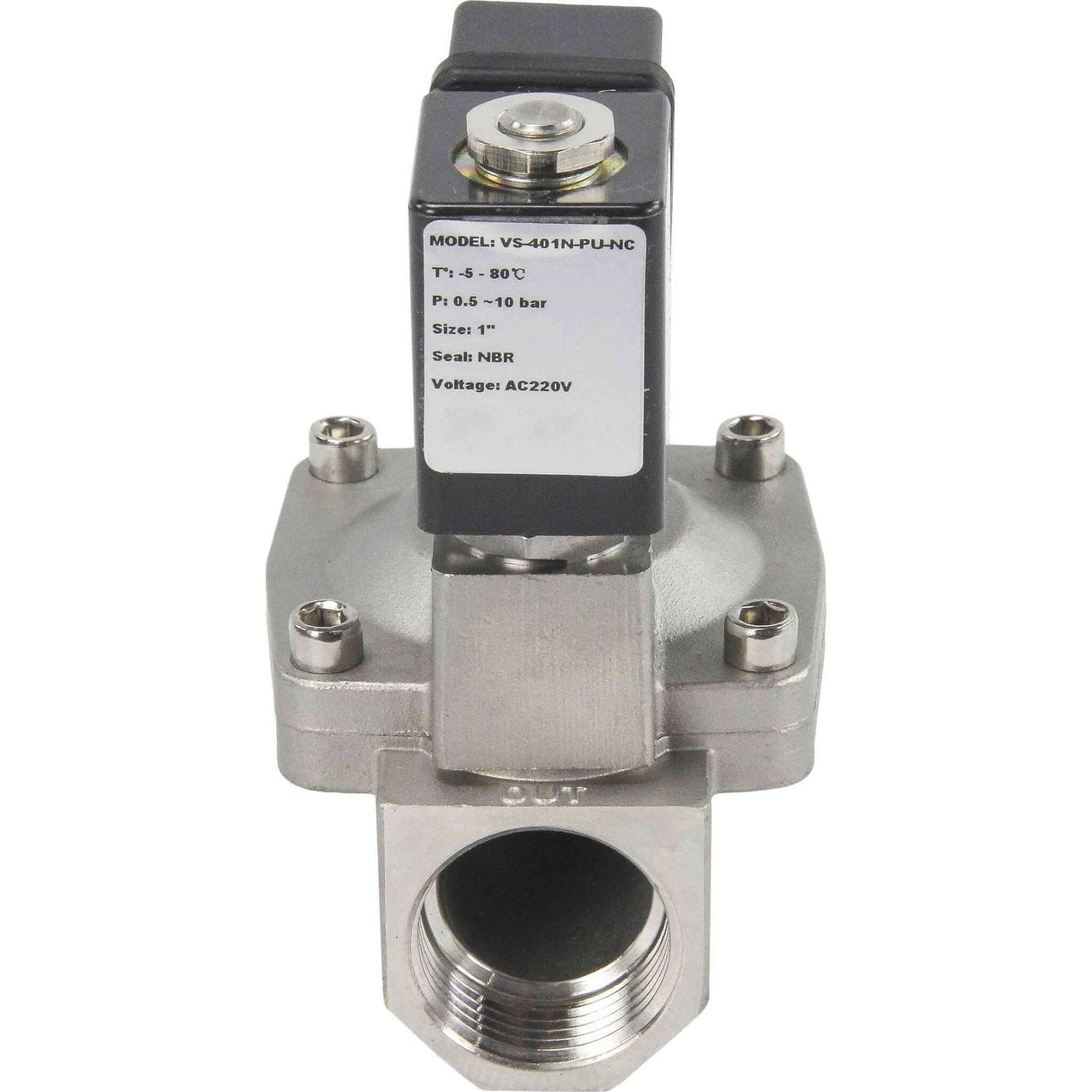 Solenoid valves Elephant VS431-ET-NC-220VAC DN10-50 10 bar 304 steel housing, pilot action, threaded, normally closed, seal EPDM, 220V coil