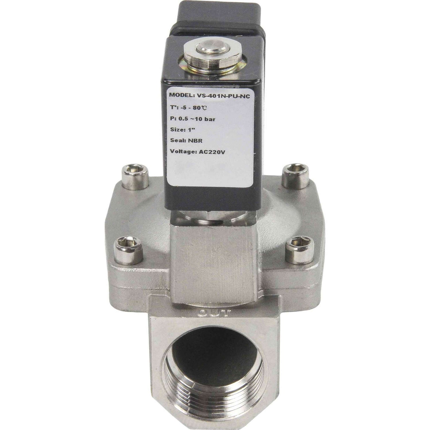 Solenoid valves Elephant VS431-ET-NC-220VAC DN10-50 10 bar 304 steel housing, pilot action, threaded, normally closed, seal EPDM, 220V coil