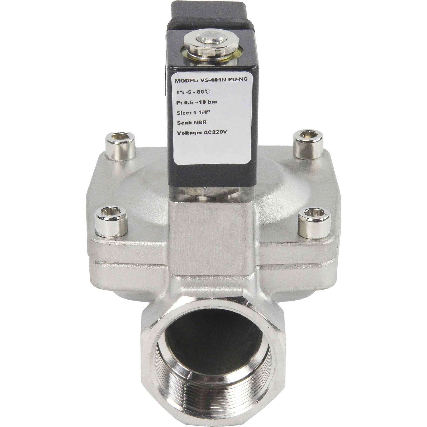 Solenoid valves Elephant VS431-NT-NC-24VDC DN10-50 10 bar 304 steel housing, pilot action, threaded, normally closed, seal NBR, 24V coil