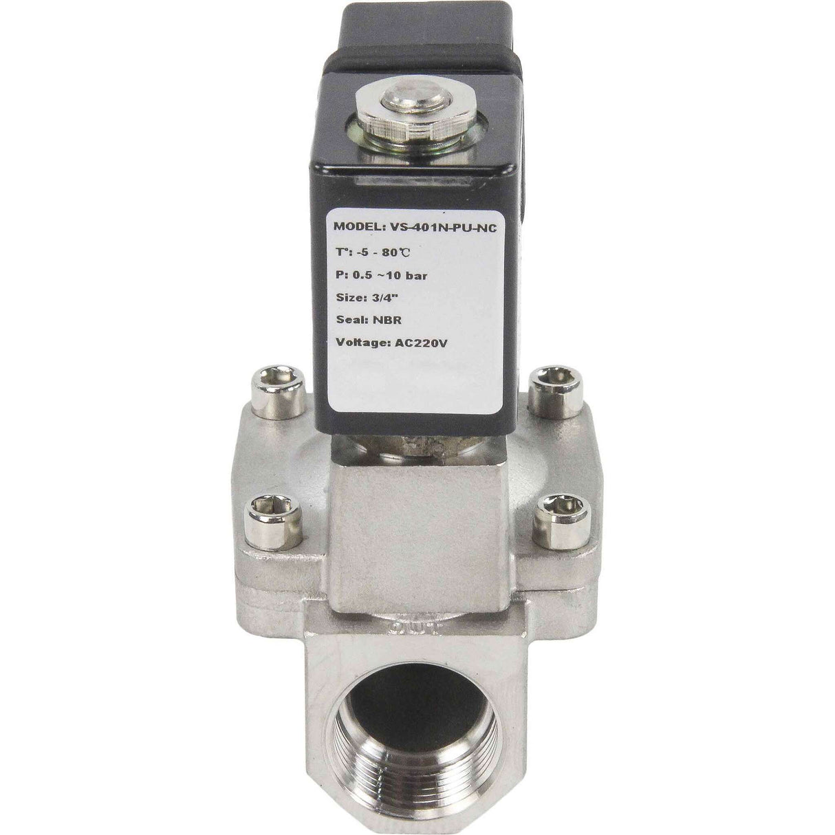 Solenoid valves Elephant VS431-ET-NC-24VDC DN10-50 10 bar 304 steel housing, pilot action, threaded, normally closed, seal EPDM, 24V coil