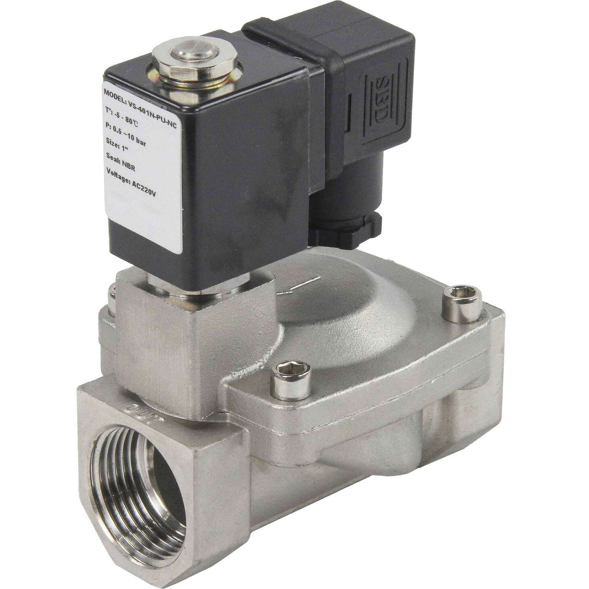 Solenoid valves Elephant VS431-ET-NC-220VAC DN10-50 10 bar 304 steel housing, pilot action, threaded, normally closed, seal EPDM, 220V coil