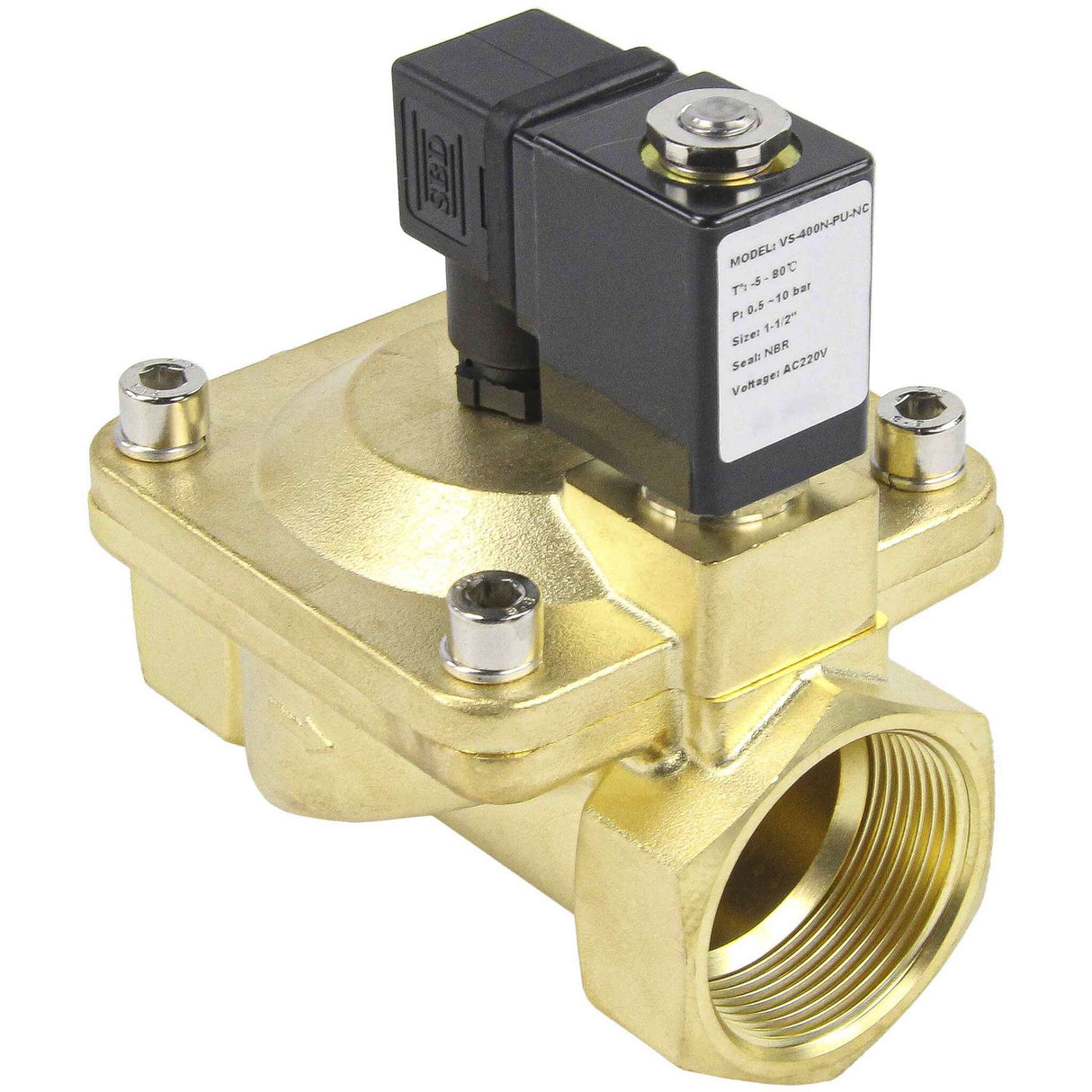 Solenoid valves Elephant VS400-VT-NC-24VDC DN10-50 10 bar body - brass, pilot action, threaded, normally closed, seal VITON, 24V coil