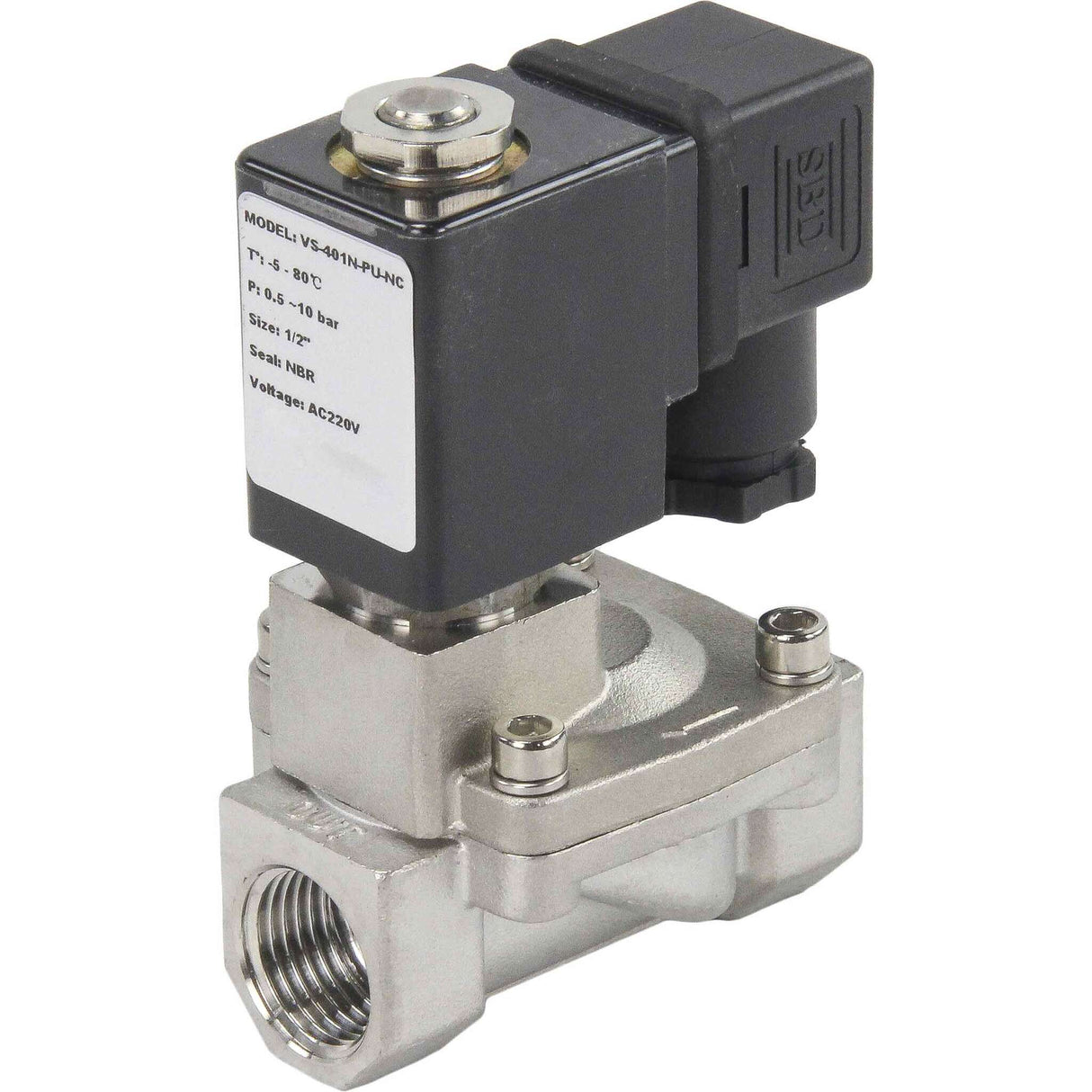 Solenoid valves Elephant VS431-NT-NC-220VAC DN10-50 10 bar 304 steel housing, pilot action, threaded, normally closed, seal NBR, 220V coil