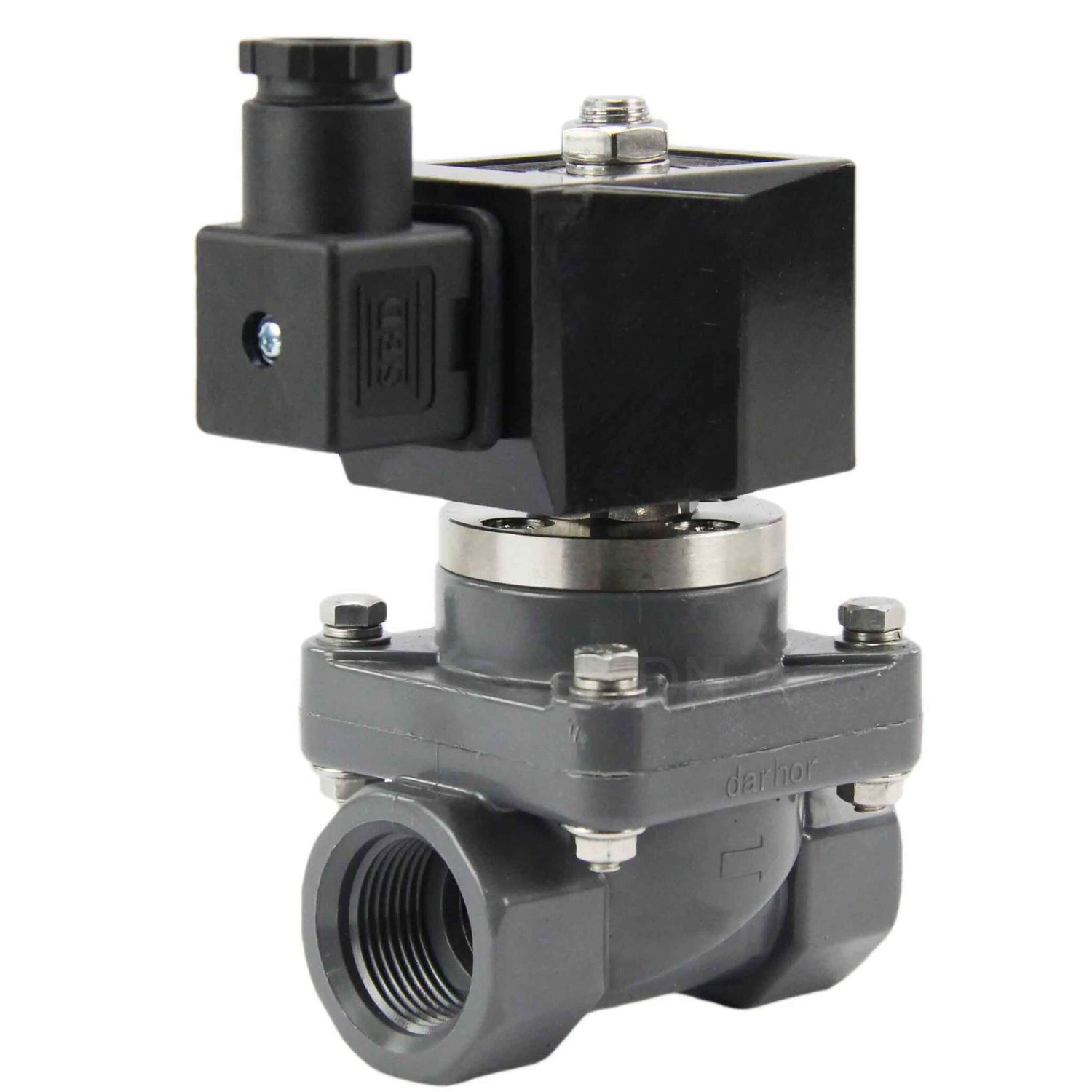 Two way normally closed indirect acting electric solenoid valve Elephant DHF21-UP normally closed VITON G 24V, body material - unplasticized polyvinyl chloride, seal - Viton