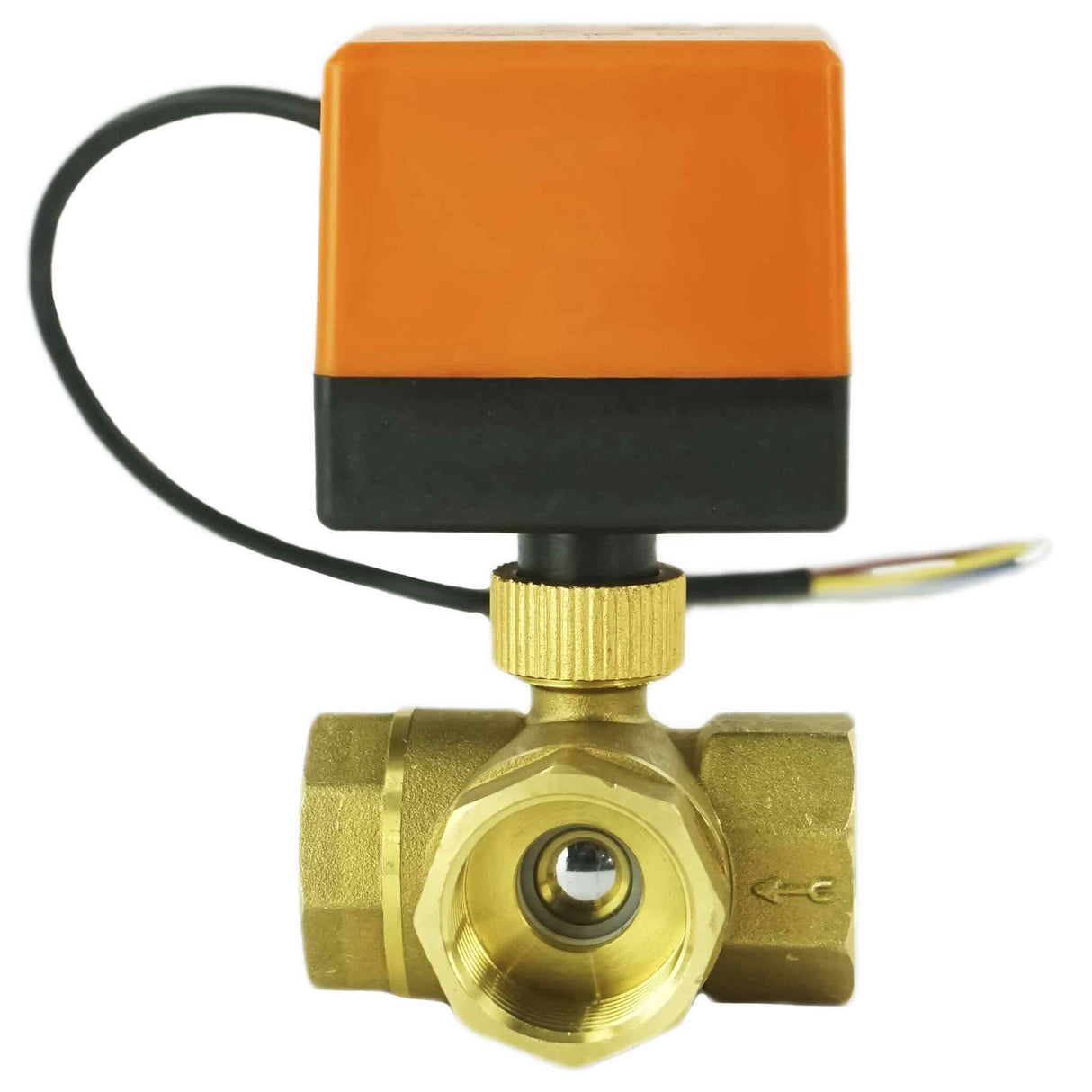 Brass ball 3-way valve Threaded L-type standard port Elephant BV0030NP-SP-3L-T-ED with Elephant 220VAC without limit switches