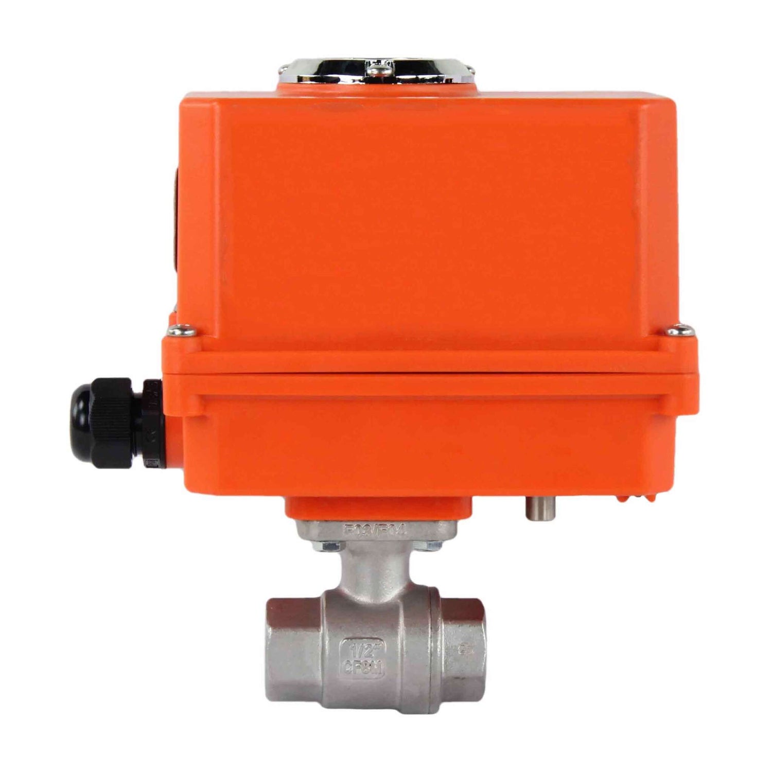 Stainless steel ball valve Elephant BVMP.316.230-ISO 63 bar, body material - stainless steel AISI 316, ball material - stainless steel AISI 316, seal - PTFE, threaded, quarter-turn electric actuator Elephant-110/220В