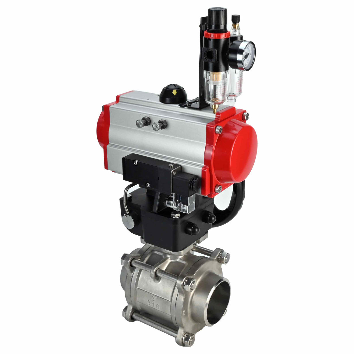 Stainless steel ball valve Elephant kshpp-316200-da-4m310-24-hdm-atu, body material - stainless steel AISI 316, ball material - stainless steel AISI 316, seal - PTFE, pneumatic actuator operated