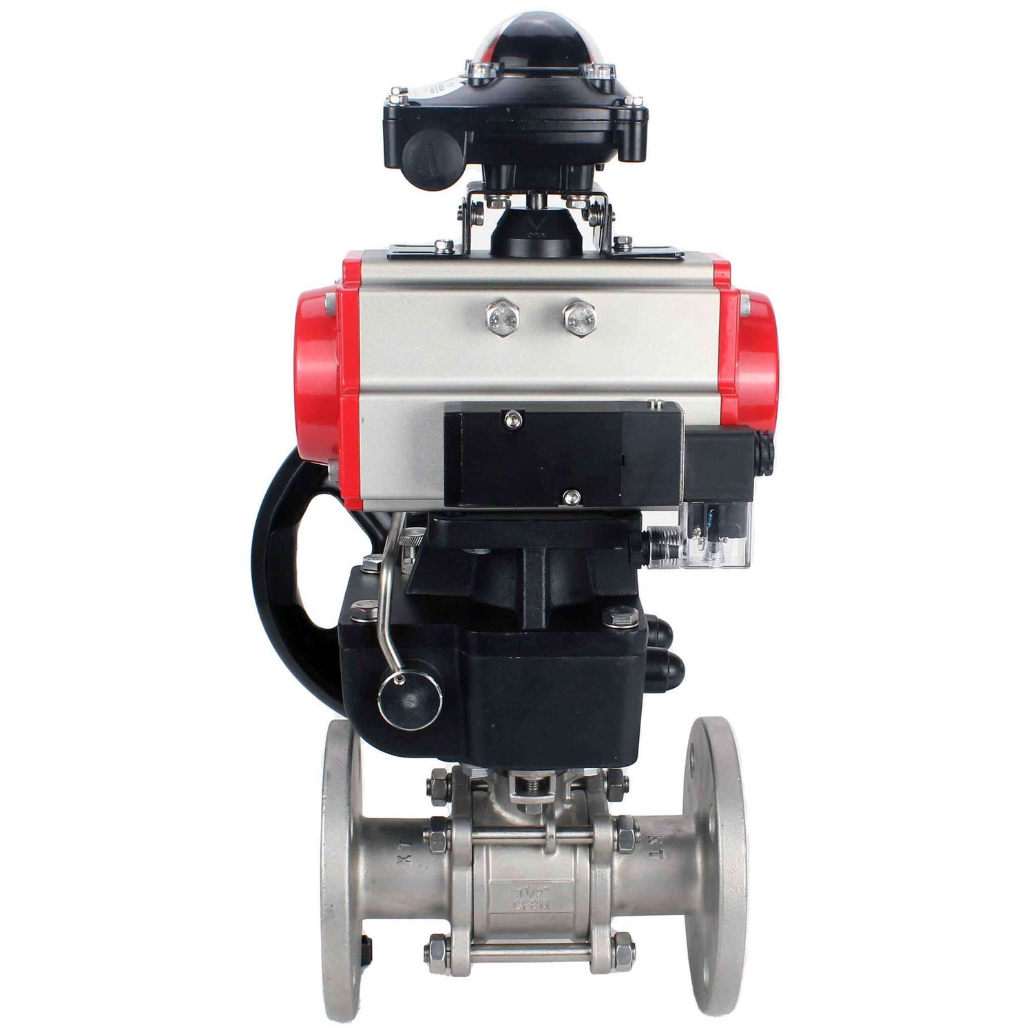 Stainless steel ball valve Elephant ksfpt-316-180-da-4m310-24v-apl210n-hdm, body material - stainless steel AISI 316, ball material - stainless steel AISI 316, seal - PTFE, pneumatic actuator operated