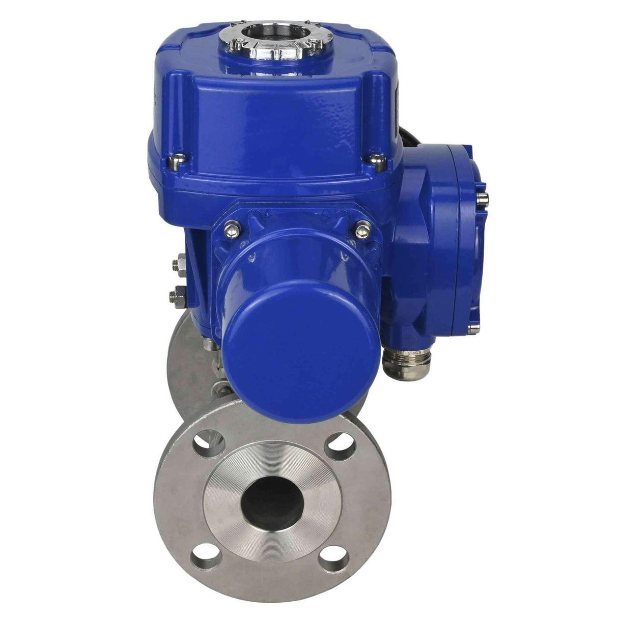 Stainless steel ball valve Elephant BVFPT,316,180 three-part, body material - stainless steel SS316, seal - PTFE, flanged, full port, quarter-turn electric actuator Elephant QT-W (M) 220 V