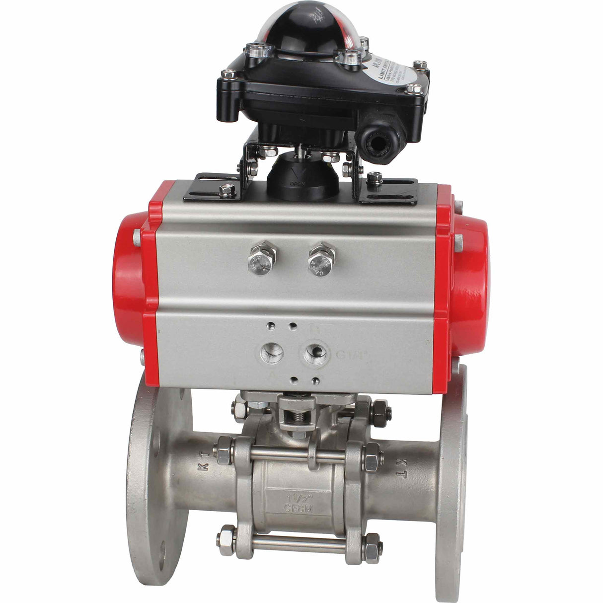 Stainless steel ball valve Elephant ksfpt-304-180-da-apl210n, body material - stainless steel AISI 304, ball material - stainless steel AISI 304, seal - PTFE, pneumatic actuator operated