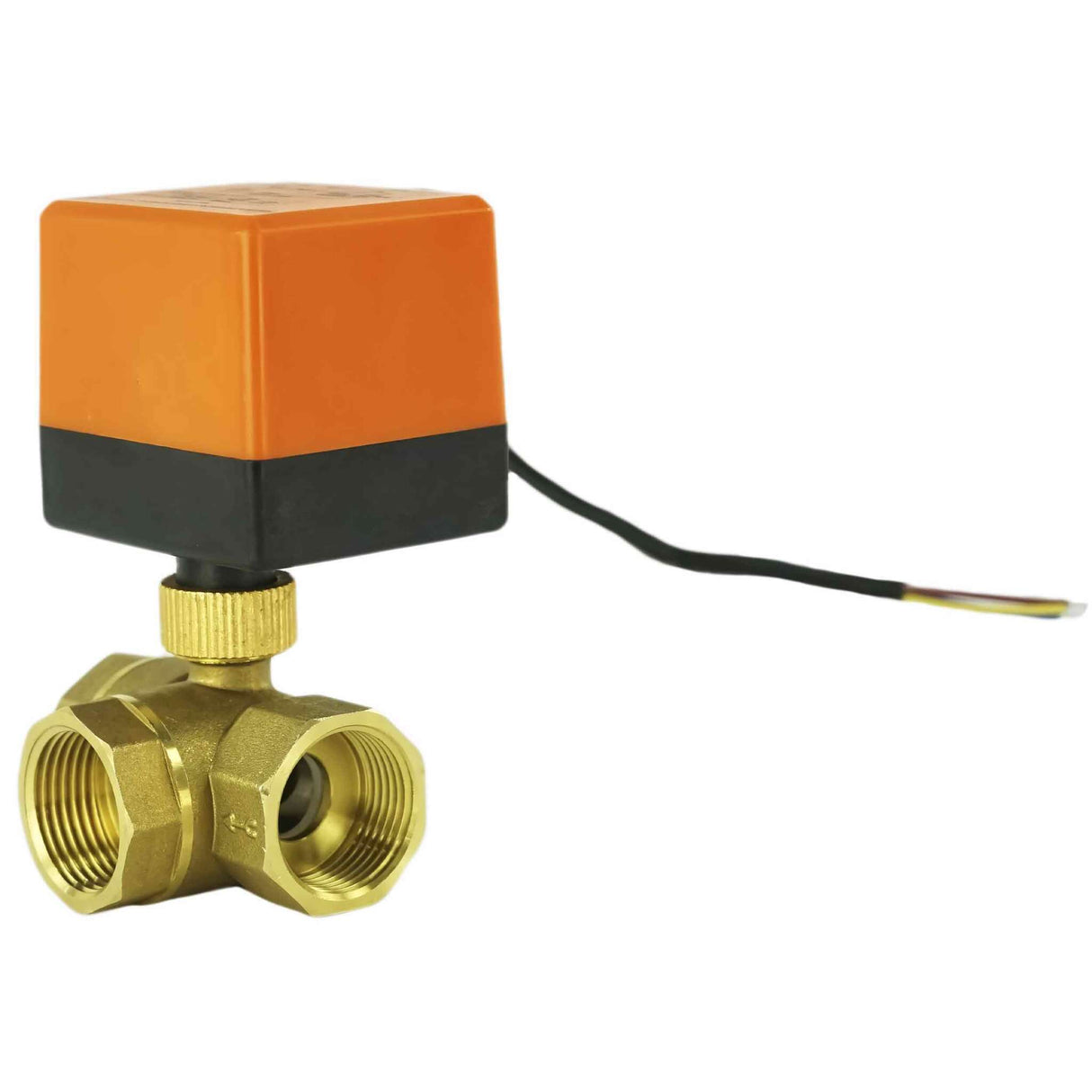 Brass ball 3-way valve Threaded L-type standard port Elephant BV0030NP-SP-3L-T-ED with Elephant 220VAC without limit switches