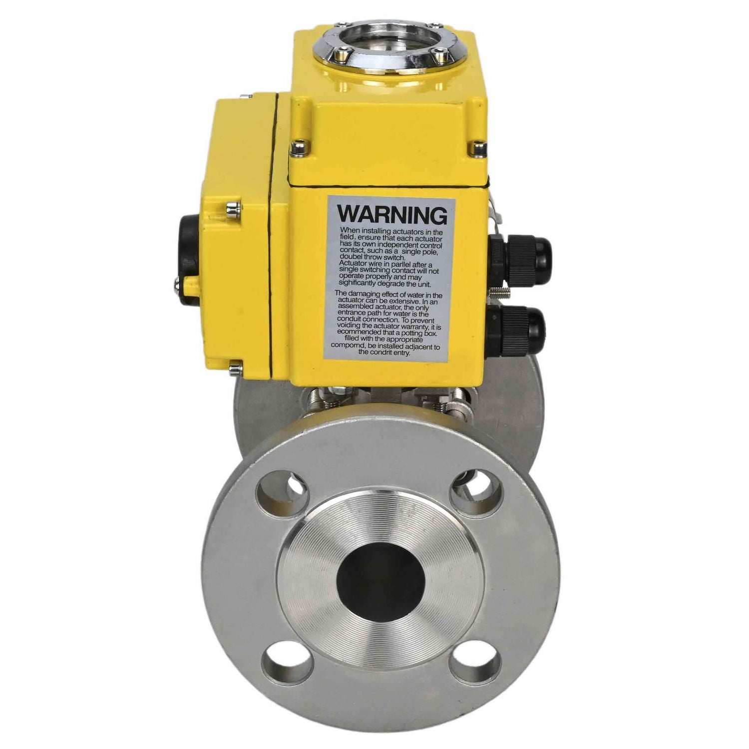 Stainless steel ball valve Elephant BVFPT-ISO,304,180 three-part, body material - stainless steel SS304, seal - PTFE, flanged, full port, electric actuator Elephant-003 24 V