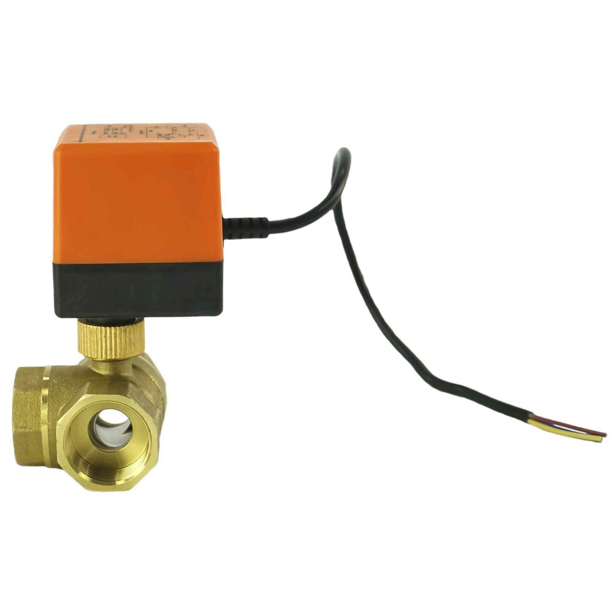 Brass ball 3-way valve Threaded L-type standard port Elephant BV0030NP-SP-3L-T-ED with Elephant 220VAC without limit switches