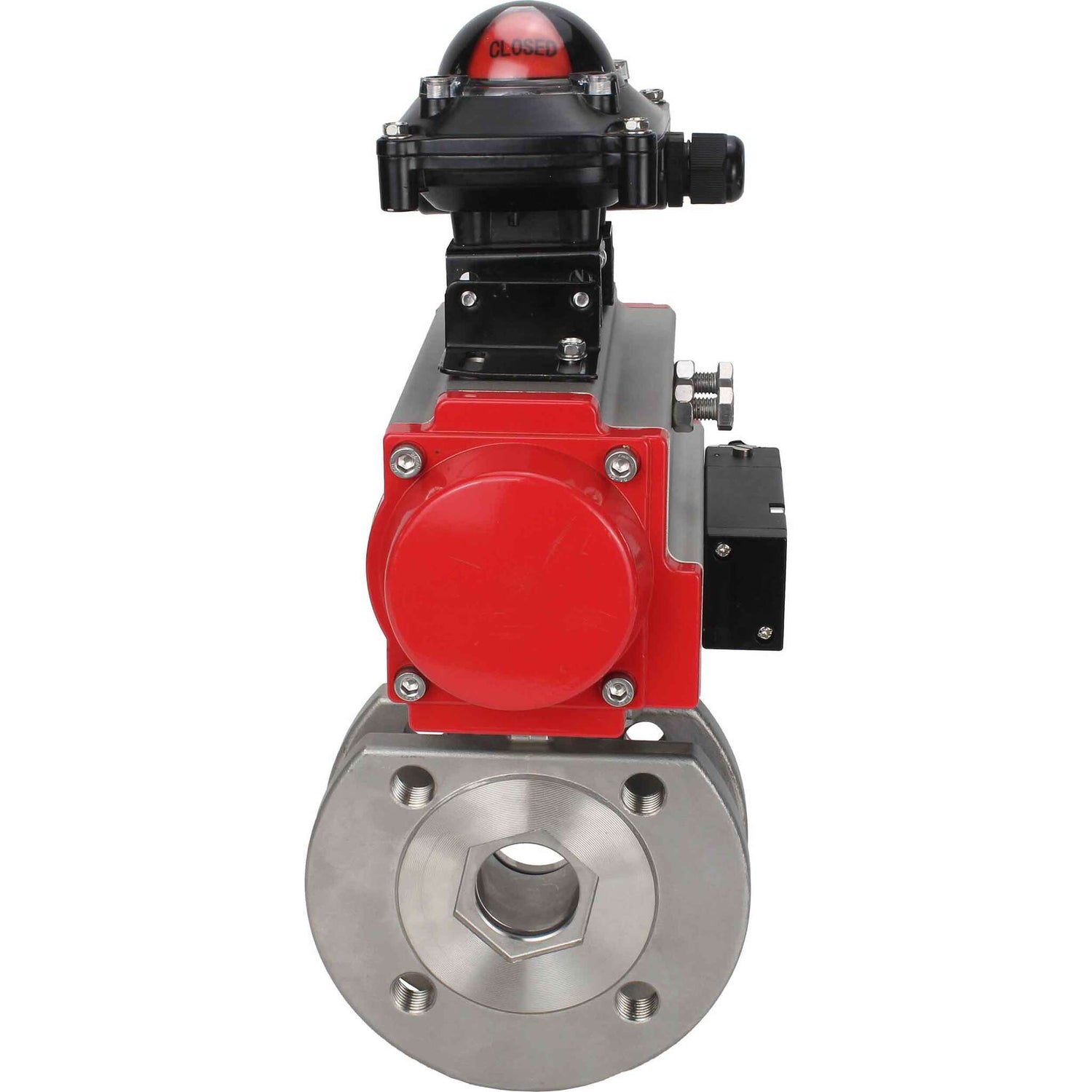 Stainless steel ball valve Elephant BVсFP,316,200 16 bar full port, compact flanged, pneumatic actuator Elephant SA with return springs, pneumatic distributor 4M310-08 NAMUR  24 V, limit switch block APL-410N EX