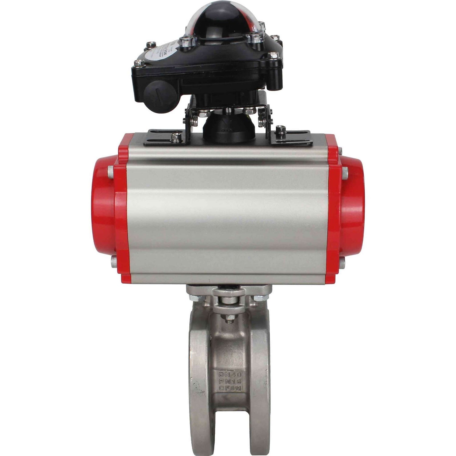 Stainless steel ball valve Elephant BVсFP,316,200 16 bar, full port, compact flanged, pneumatic actuator Elephant DA double acting, pneumatic distributor 4M310-08 NAMUR  24 V, limit switch block APL-410N EX