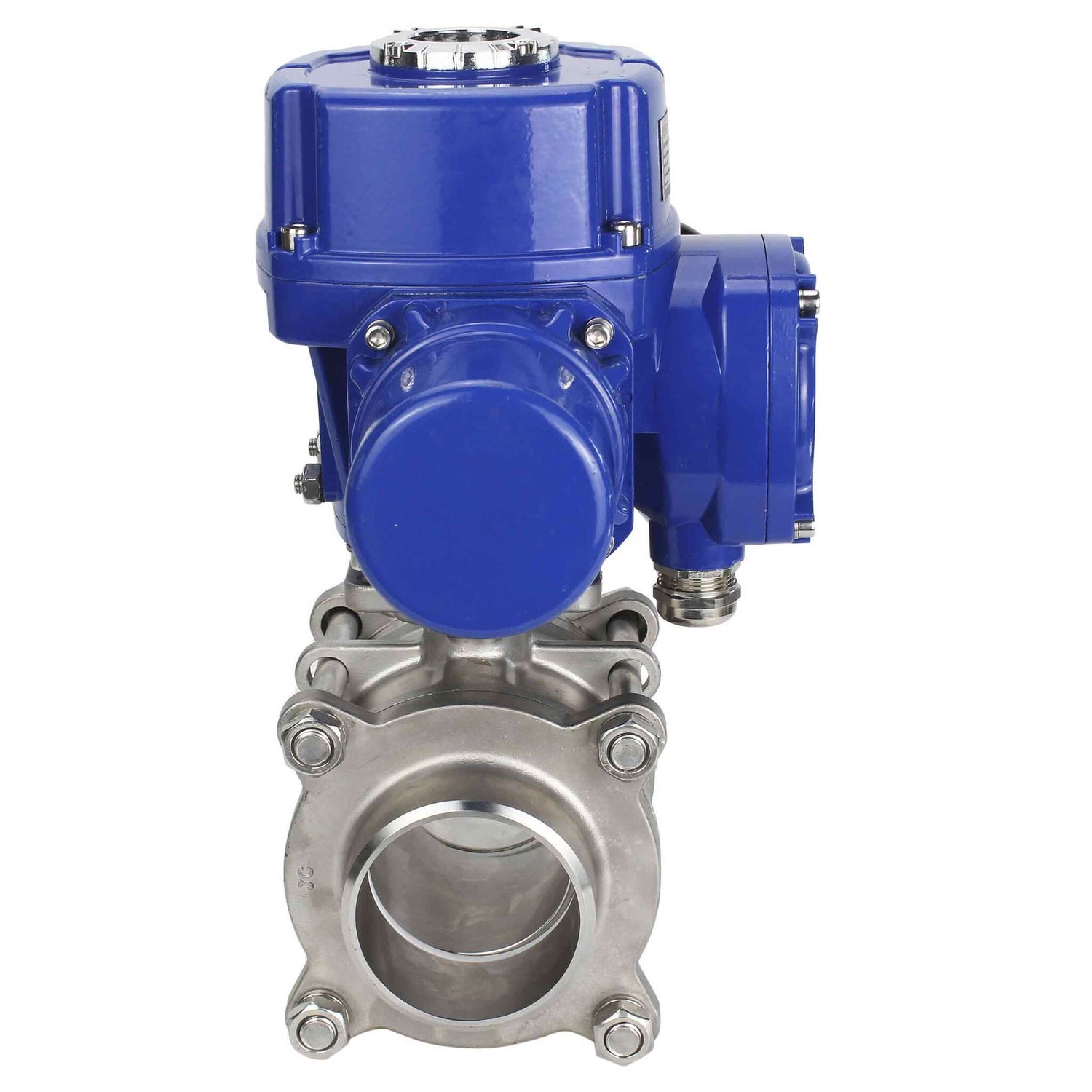 Stainless steel ball valve Elephant BVPP 316,200-ISO 63 bar SS316 full port, for welding, body material - stainless steel, quarter-turn electric actuator Elephant QT-W (M) 220 V