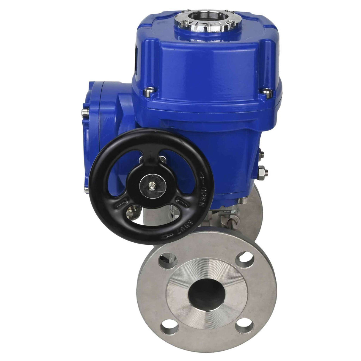 Stainless steel ball valve Elephant BVFPT,316,180 three-part, body material - stainless steel SS316, seal - PTFE, flanged, full port, quarter-turn electric actuator Elephant QT-W (M) 220 V