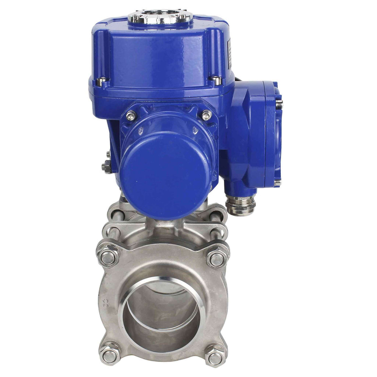 Stainless steel ball valve Elephant BVPP 316,200-ISO 63 bar SS316 full port, for welding, body material - stainless steel, quarter-turn electric actuator Elephant QT-W (M) 380 V