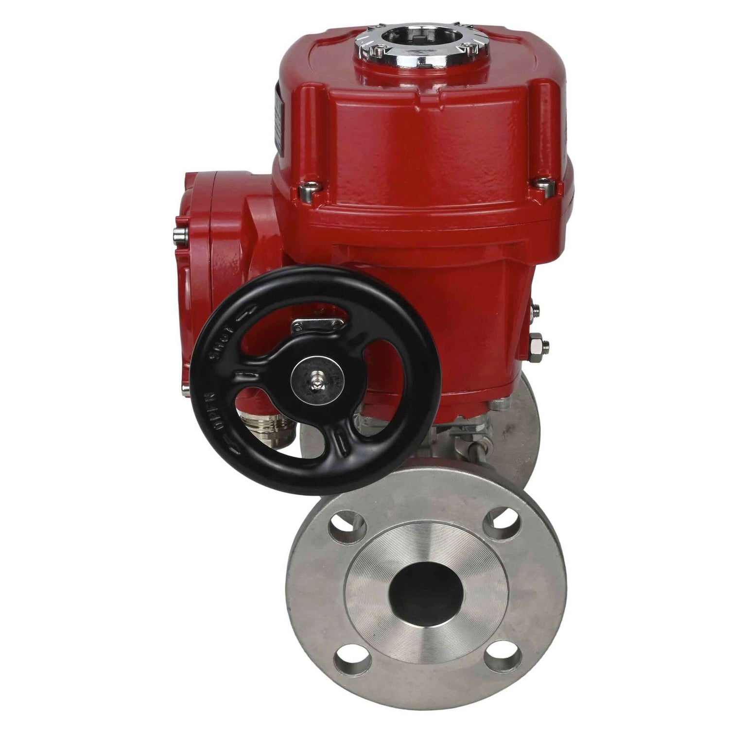 Stainless steel ball valve Elephant BVFPT,316,180 three-part, body material - stainless steel SS316, seal - PTFE, flanged, full port, quarter-turn electric actuator Elephant QT-W (M) EX 220 V