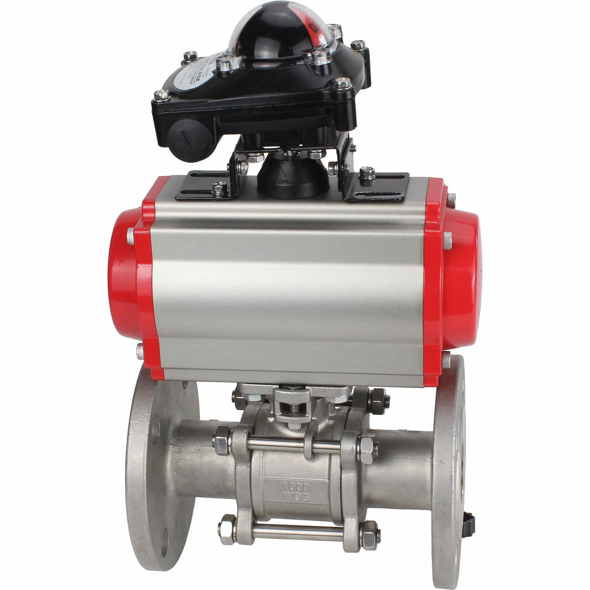 Stainless steel ball valve Elephant ksfpt-304-180-da-apl210n, body material - stainless steel AISI 304, ball material - stainless steel AISI 304, seal - PTFE, pneumatic actuator operated