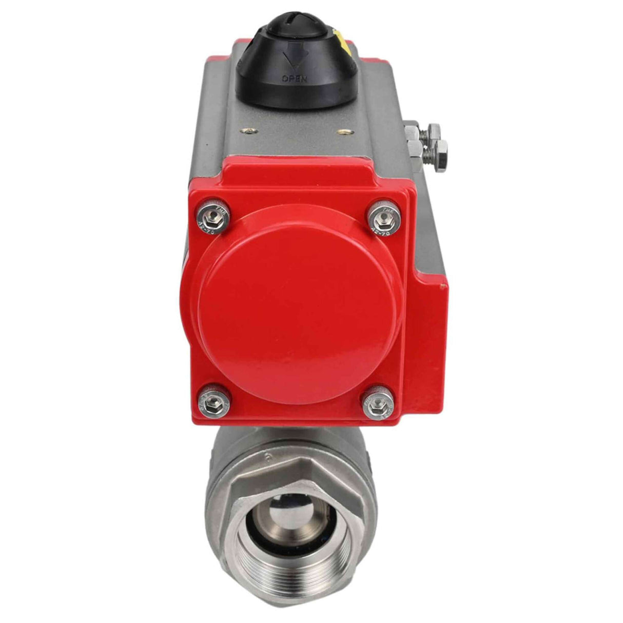 Stainless steel ball valve Elephant BVMP.316.230-ISO 63 bar, body material - stainless steel AISI 316, ball material - stainless steel AISI 316, seal - PTFE, full port, threaded, double-acting pneumatic actuator Elephant DA