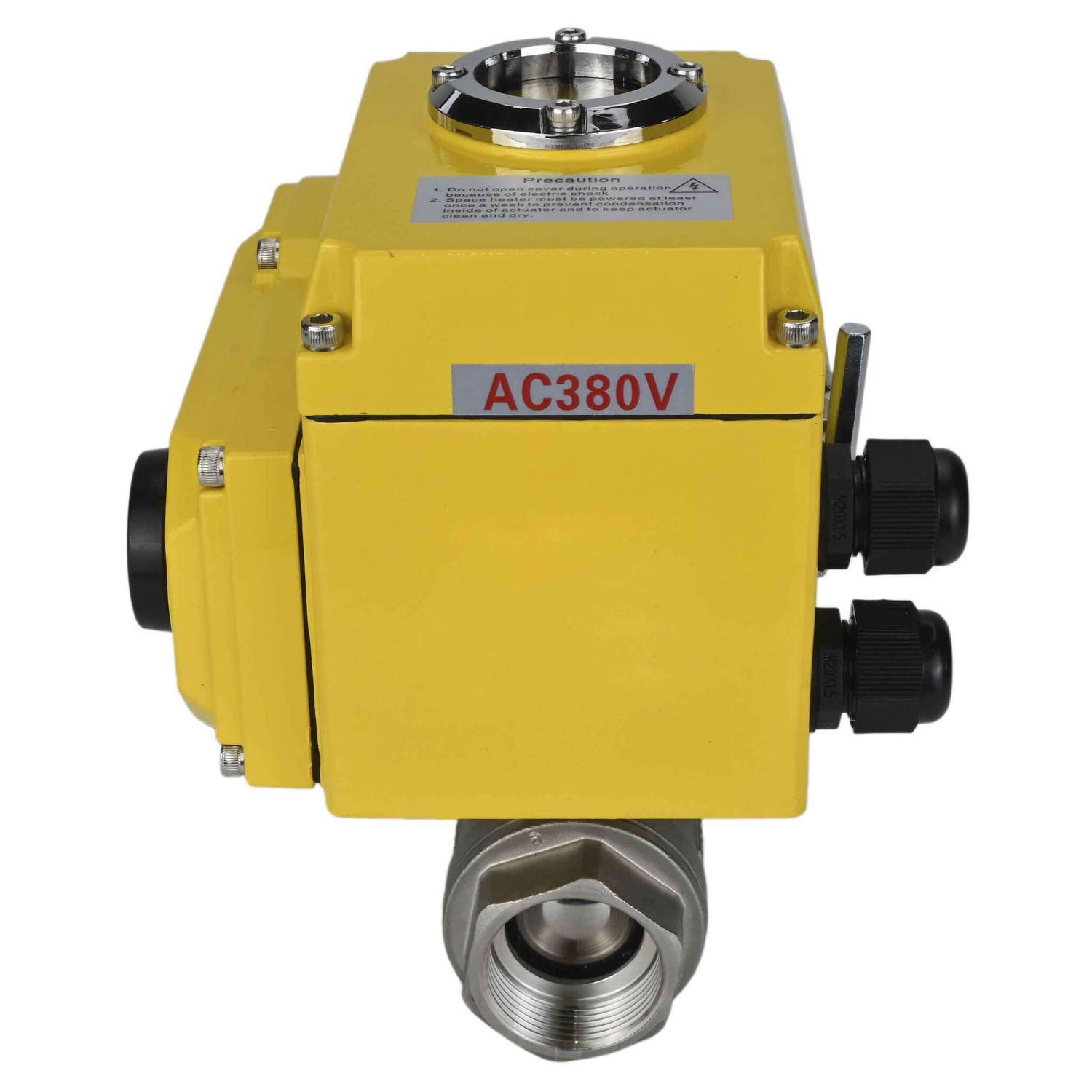 Stainless steel ball valve Elephant BVMP.316.230-ISO 63 bar, body material - stainless steel AISI 316, ball material - stainless steel AISI 316, seal - PTFE, threaded, quarter-turn electric actuator Elephant-380 V