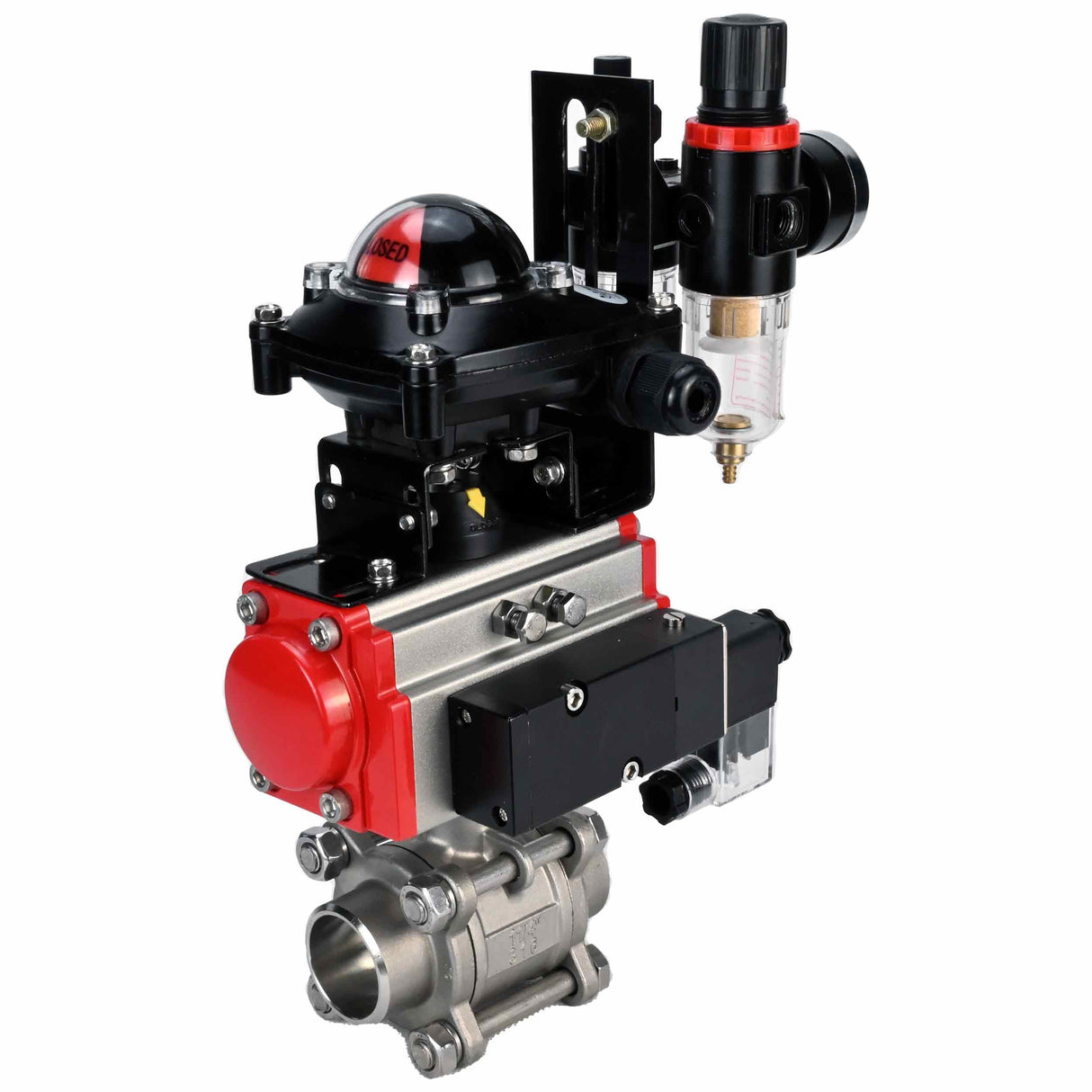 Stainless steel ball valve Elephant kshpp-316200-da-4m310-110/220-apl210n-atu, body material - stainless steel AISI 316, ball material - stainless steel AISI 316, seal - PTFE, pneumatic actuator operated