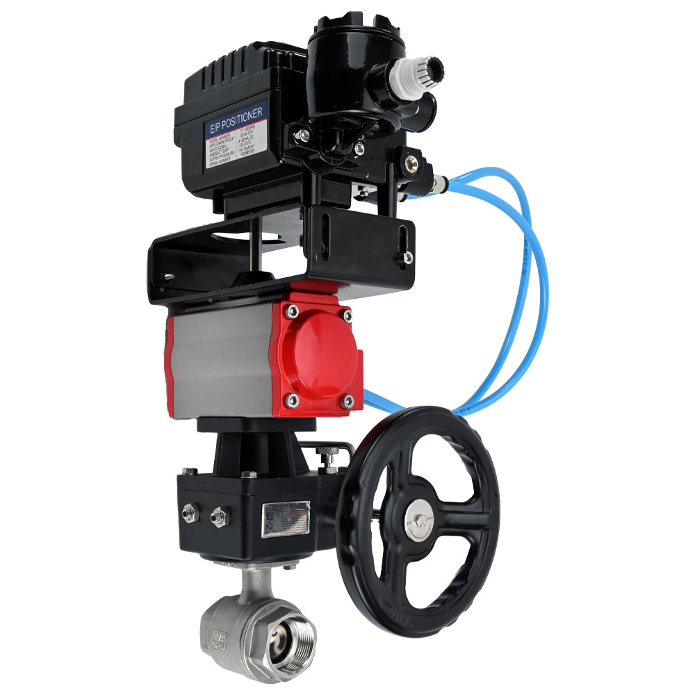 Stainless steel ball valve Elephant kshmp316-elephant-da-yt1000rsi-hdm, body material - stainless steel AISI 316, ball material - stainless steel AISI 316, seal - PTFE, pneumatic actuator operated