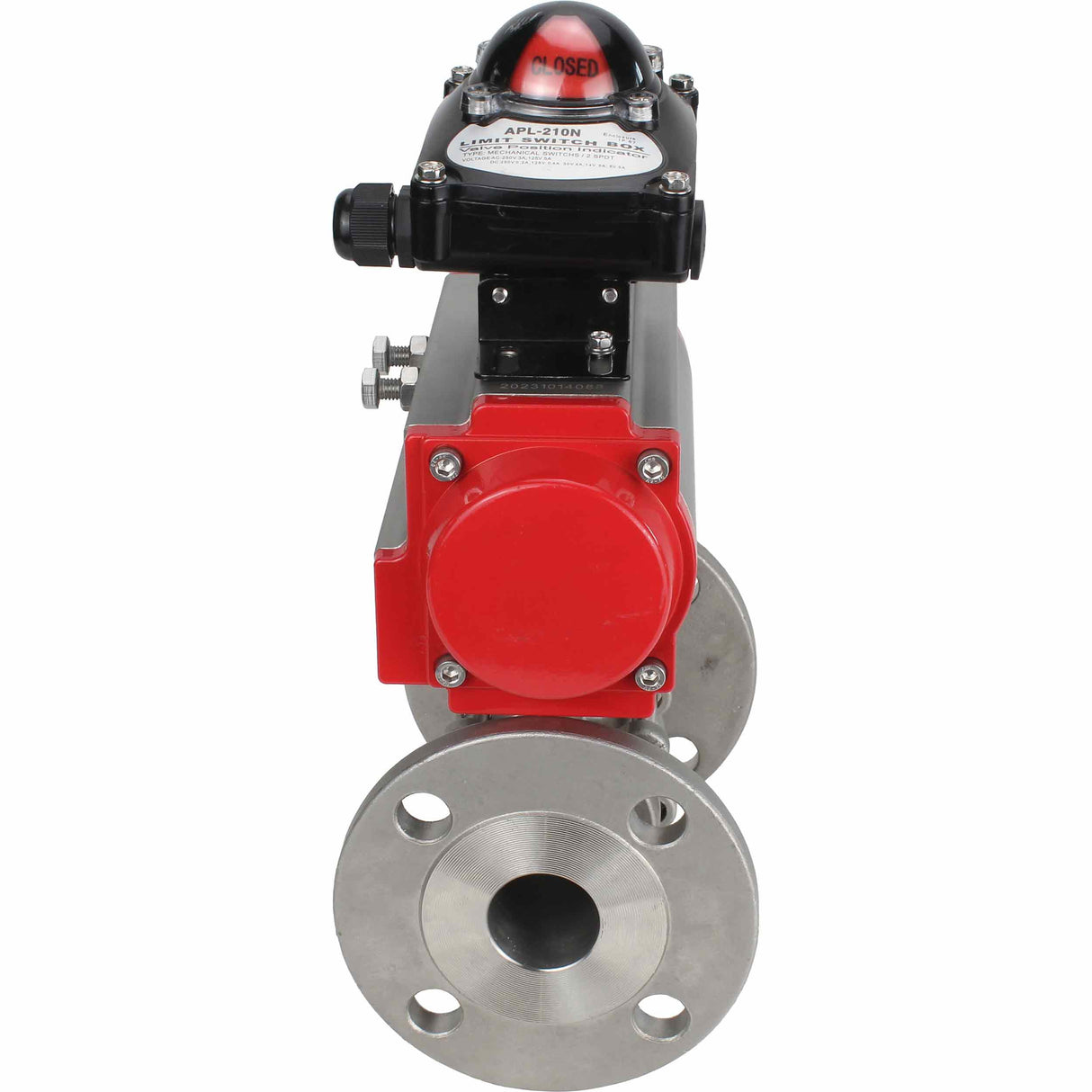 Stainless steel ball valve Elephant ksfpt-316-180-da-apl210n, body material - stainless steel AISI 316, ball material - stainless steel AISI 316, seal - PTFE, pneumatic actuator operated