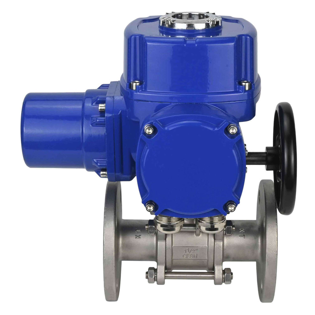Stainless steel ball valve Elephant BVFPT,316,180 three-part, body material - stainless steel SS316, seal - PTFE, flanged, full port, quarter-turn electric actuator Elephant QT-W (M) 380 V