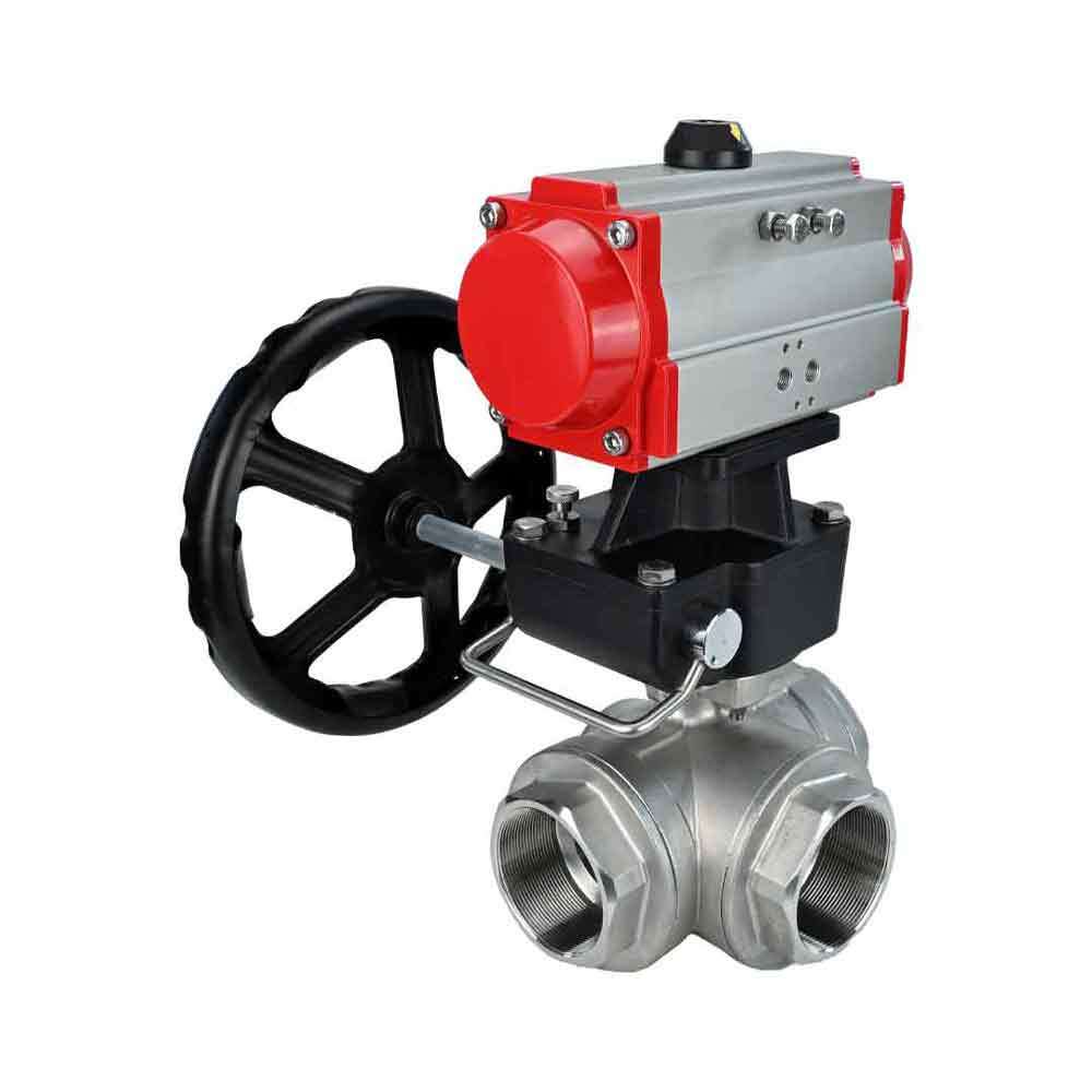 Stainless steel ball valve Elephant 3h-l-rpss316200mm-iso-pnevpr-da-hdm, body material - stainless steel AISI 316, ball material - stainless steel AISI 316, seal - PTFE, pneumatic actuator operated
