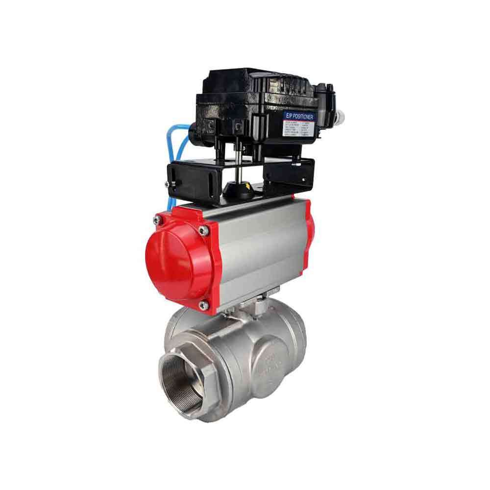 Stainless steel ball valve Elephant 3h-l-rpss316200mm-iso-pnevpr-da-epp-boz, body material - stainless steel AISI 316, ball material - stainless steel AISI 316, seal - PTFE, pneumatic actuator operated