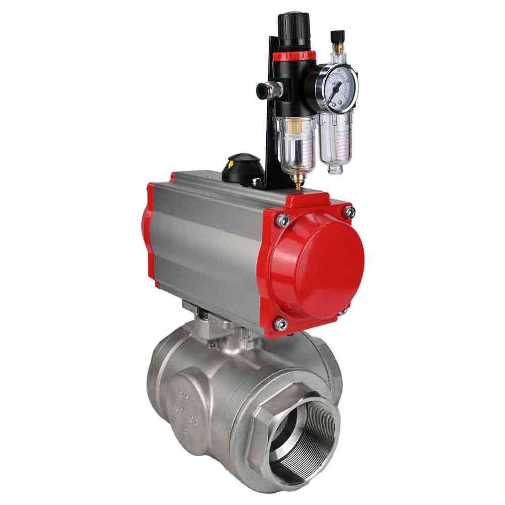 Stainless steel ball valve Elephant 3h-l-rpss316200mm-iso-pnevpr-da-rasp-24v-atu, body material - stainless steel AISI 316, ball material - stainless steel AISI 316, seal - PTFE, pneumatic actuator operated