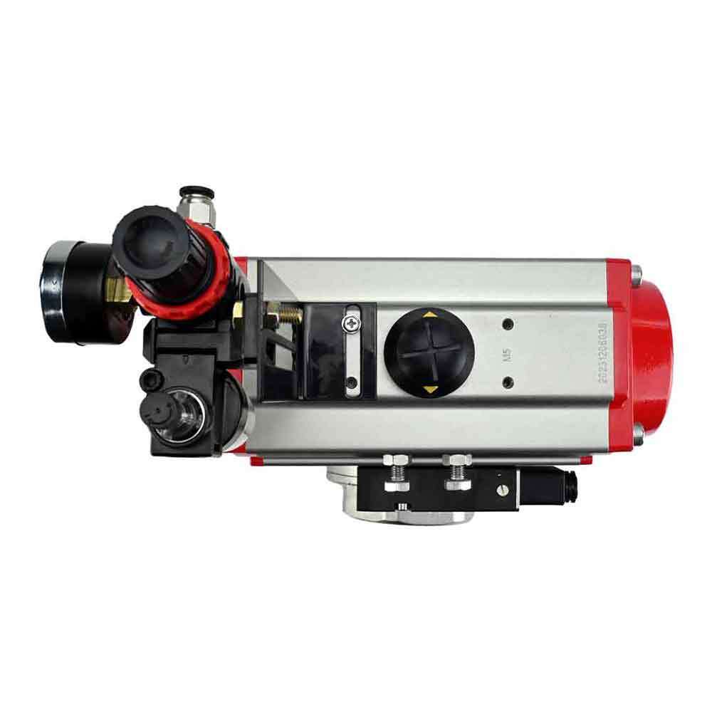 Stainless steel ball valve Elephant 3h-l-rpss316200mm-iso-pnevpr-sa-rasp-24v-atu, body material - stainless steel AISI 316, ball material - stainless steel AISI 316, seal - PTFE, pneumatic actuator operated