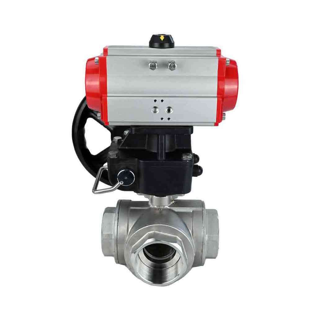 Stainless steel ball valve Elephant 3h-l-rpss316200mm-iso-pnevpr-da-hdm, body material - stainless steel AISI 316, ball material - stainless steel AISI 316, seal - PTFE, pneumatic actuator operated