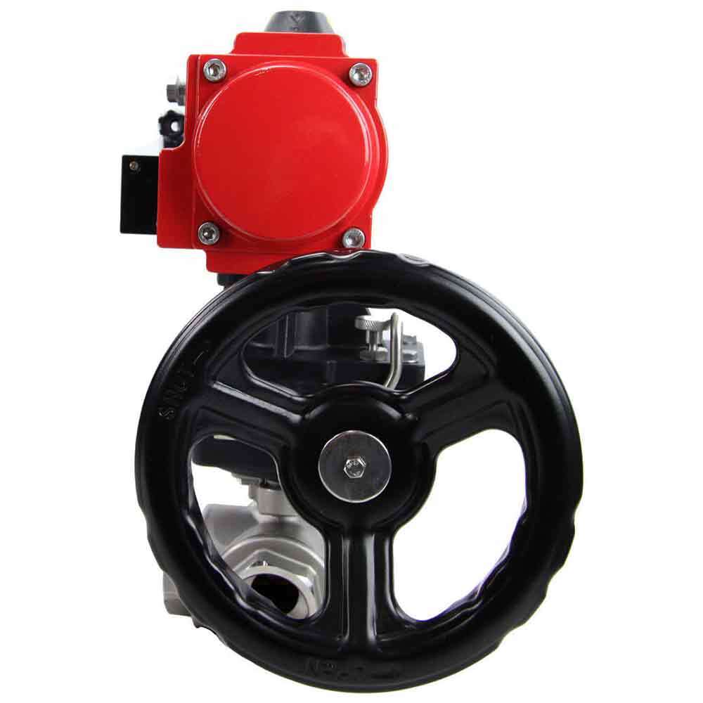 Stainless steel ball valve Elephant 3h-l-rpss316200mm-iso-pnevpr-da-rasp-24v-hdm, body material - stainless steel AISI 316, ball material - stainless steel AISI 316, seal - PTFE, pneumatic actuator operated