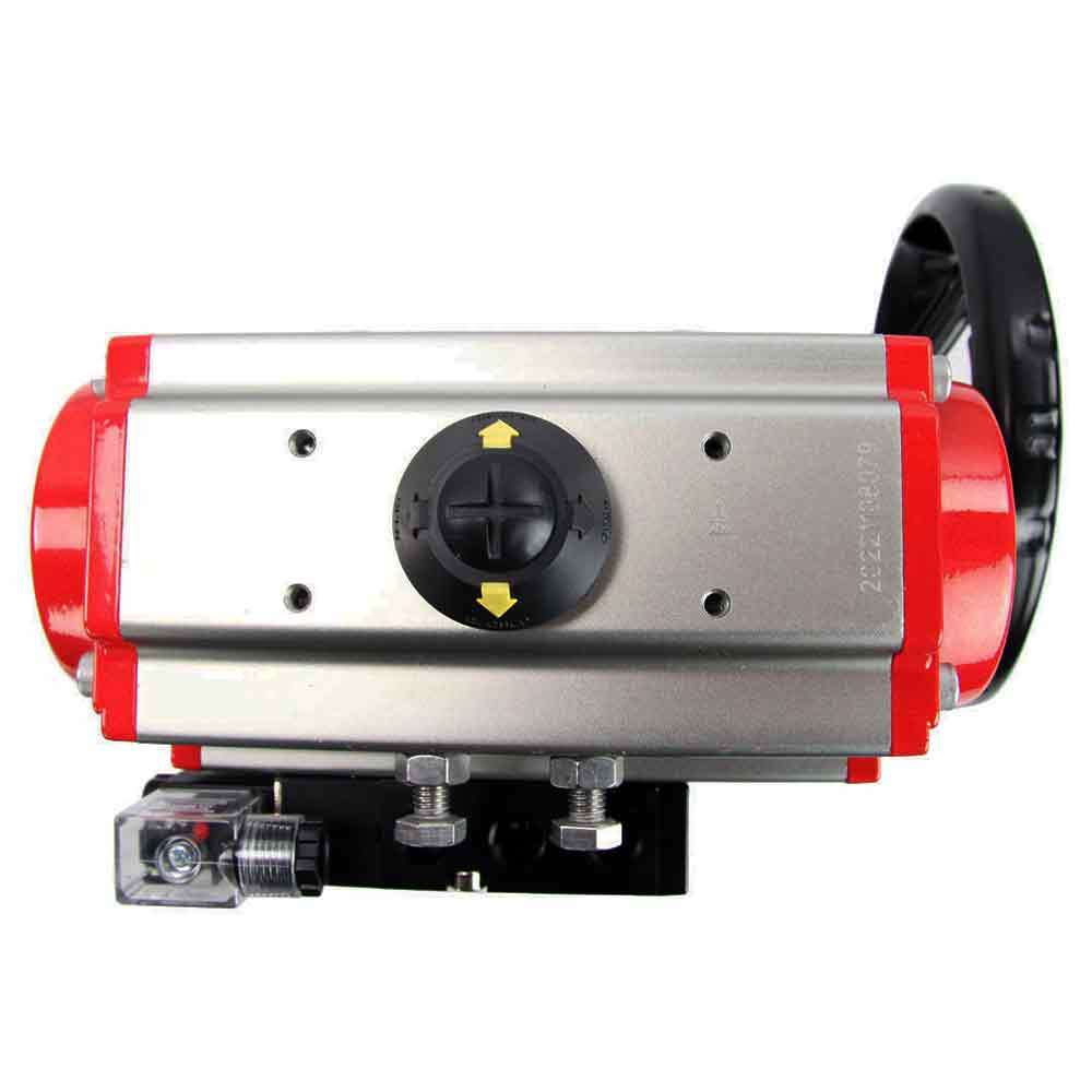 Stainless steel ball valve Elephant 3h-l-rpss316200mm-iso-pnevpr-da-rasp-110/220v-hdm, body material - stainless steel AISI 316, ball material - stainless steel AISI 316, seal - PTFE, pneumatic actuator operated