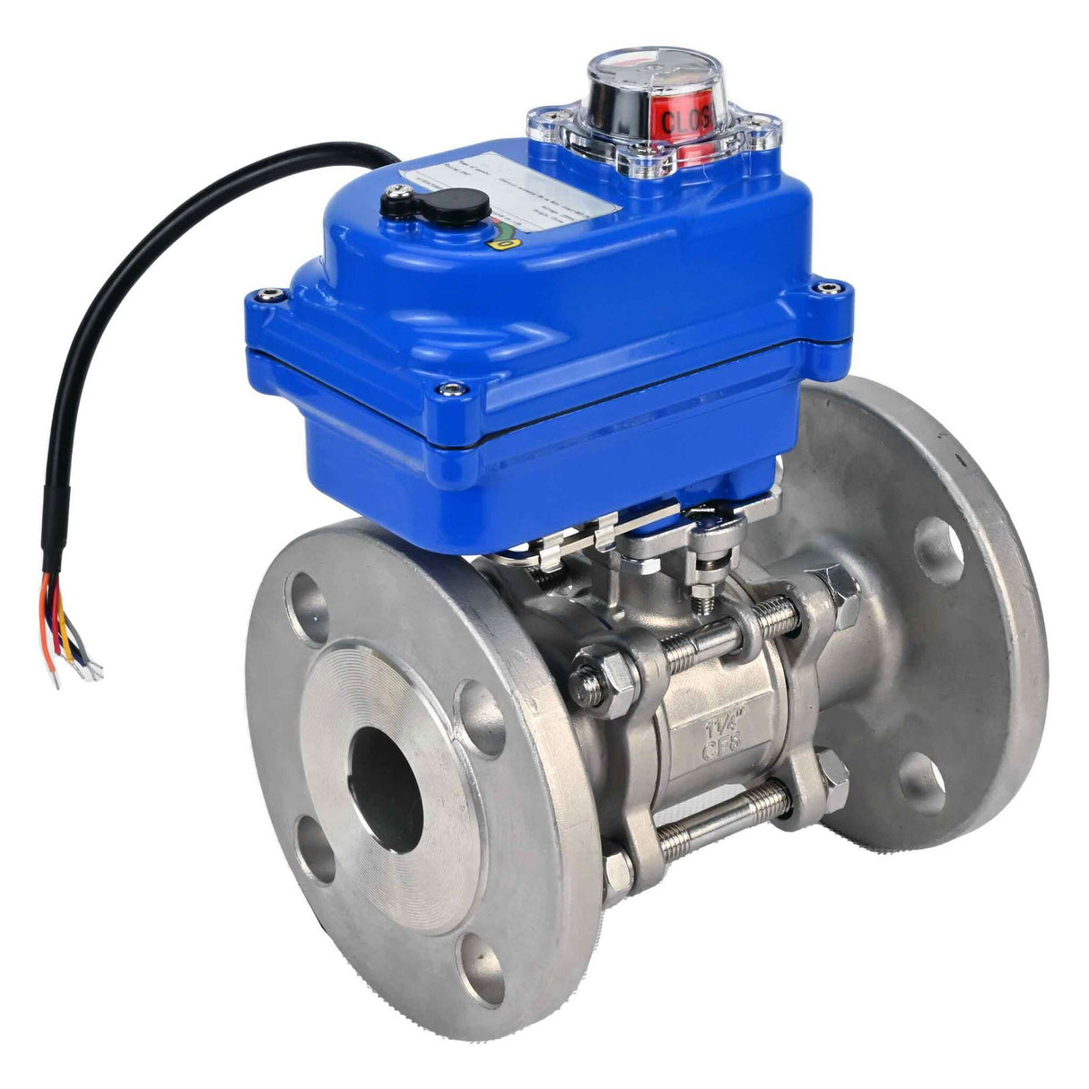 Stainless steel ball valve Elephant ksfpt-304-180-12v, body material - stainless steel AISI 304, ball material - stainless steel AISI 304, seal - PTFE, electric actuator operated