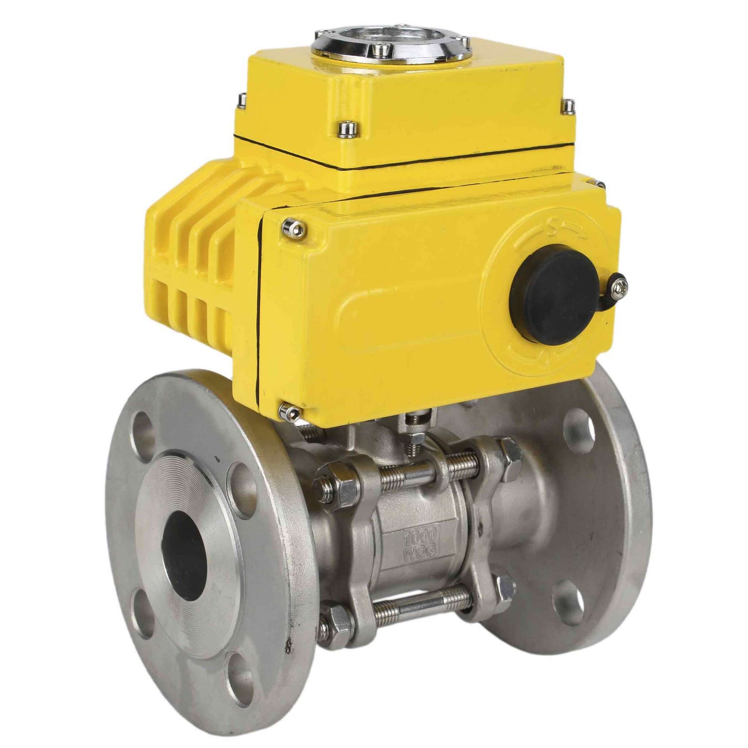 Stainless steel ball valve Elephant BVFPT-ISO,304,180 three-part, body material - stainless steel SS304, seal - PTFE, flanged, full port, electric actuator Elephant-003 220 V