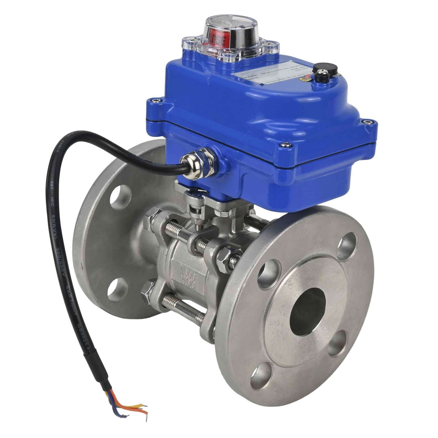 Stainless steel ball valve Elephant ksfpt-304-180-12v, body material - stainless steel AISI 304, ball material - stainless steel AISI 304, seal - PTFE, electric actuator operated