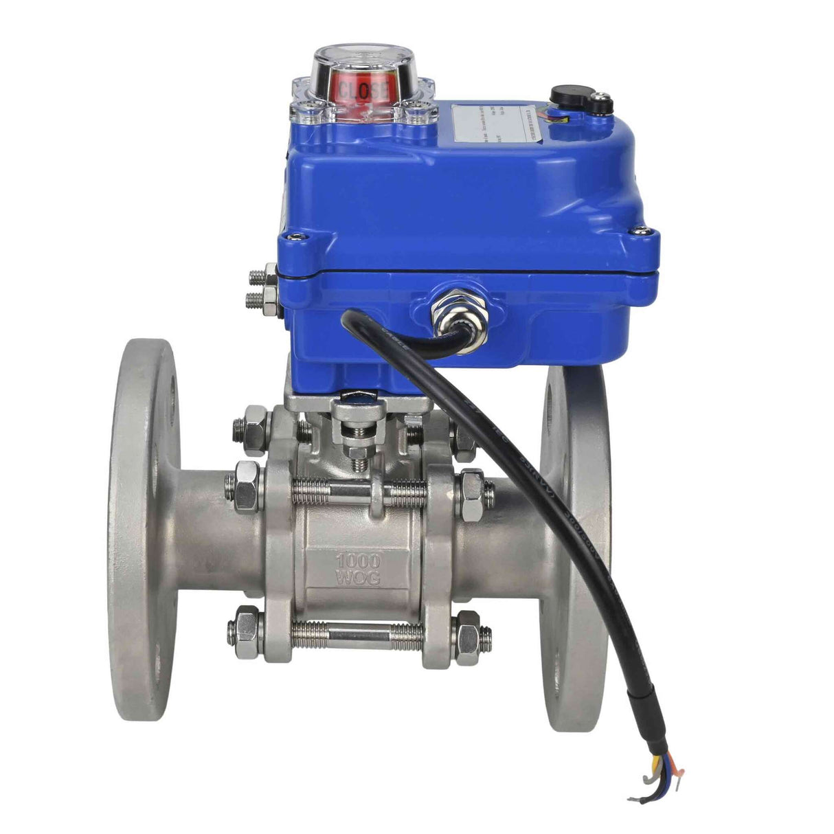 Stainless steel ball valve Elephant ksfpt-304-180-12v, body material - stainless steel AISI 304, ball material - stainless steel AISI 304, seal - PTFE, electric actuator operated