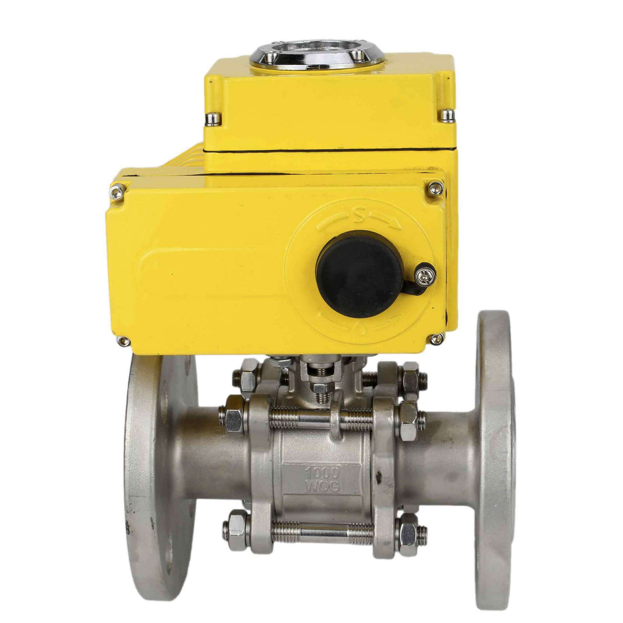 Stainless steel ball valve Elephant BVFPT-ISO,304,180 three-part, body material - stainless steel SS304, seal - PTFE, flanged, full port, electric actuator Elephant-003 220 V