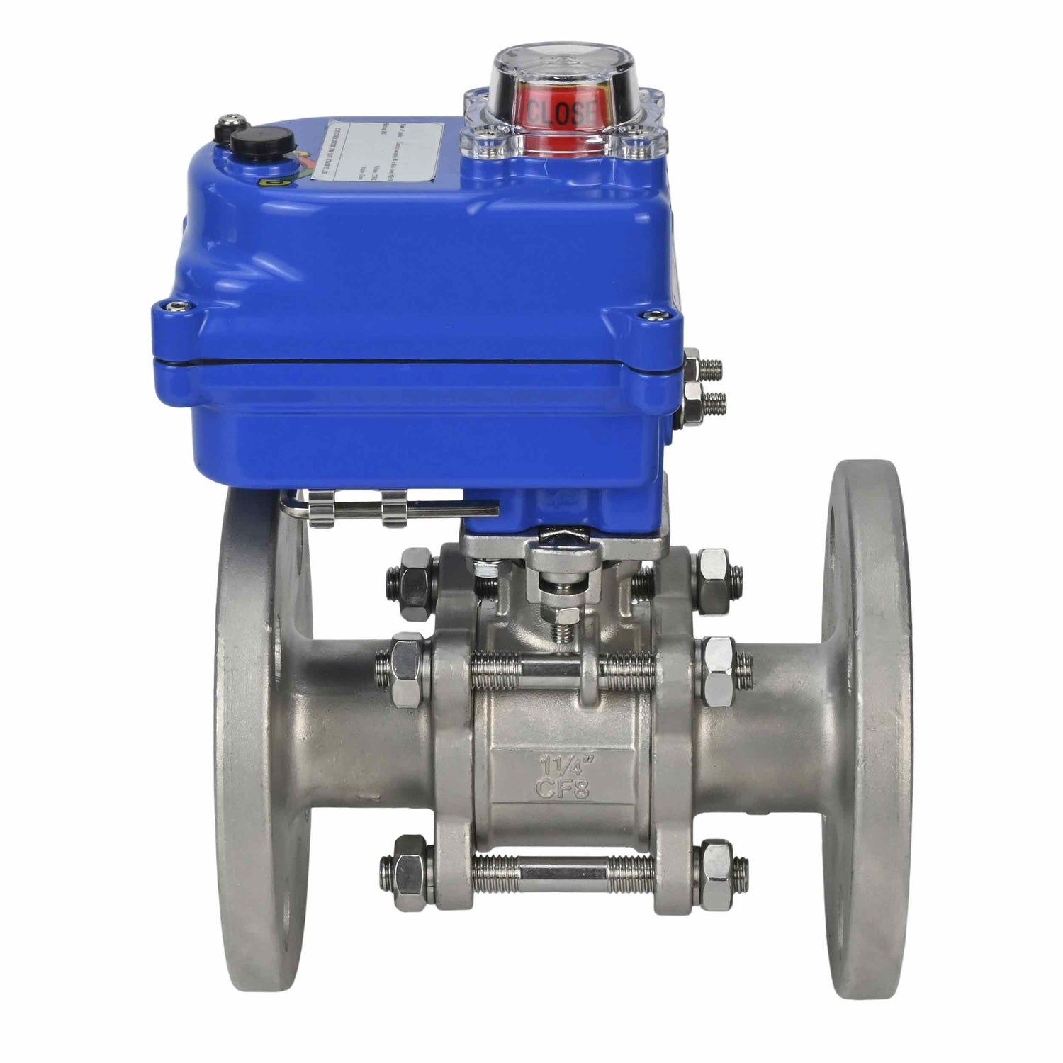 Stainless steel ball valve Elephant ksfpt-304-180-12v, body material - stainless steel AISI 304, ball material - stainless steel AISI 304, seal - PTFE, electric actuator operated