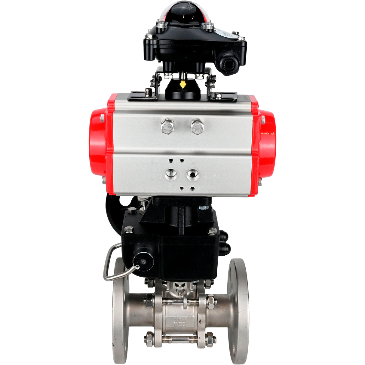 Stainless steel ball valve Elephant ksfpt-304-180-da-apl210n-hdm, body material - stainless steel AISI 304, ball material - stainless steel AISI 304, seal - PTFE, pneumatic actuator operated